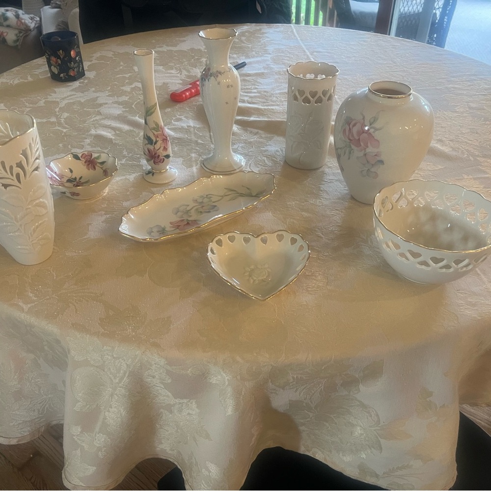 Lenox Floral Porcelain Serveware Set - White and Pink